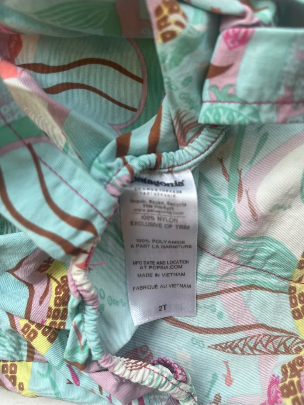 Patagonia Aqua & Pink Floral Seashell Pinafore Dress Baggies - Picture 2 of 6